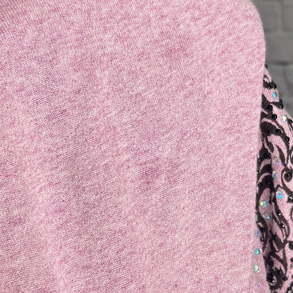 Vintage Y2K 00s Vocal USA Large Purple Stretch Knit Rhinestone Embellished Tunic - Picture 5 of 5